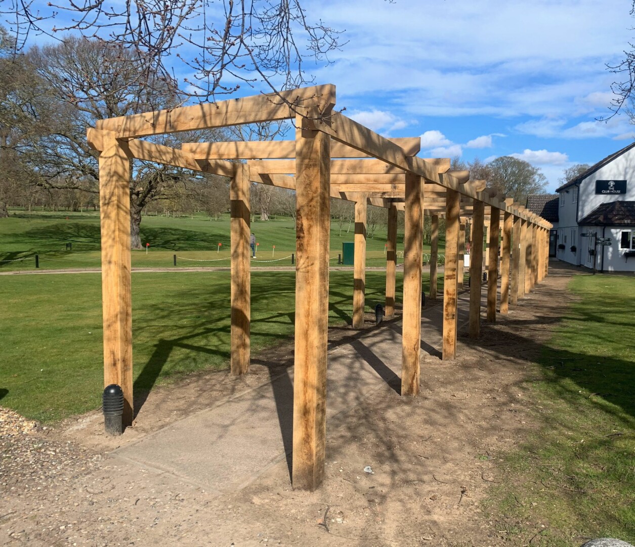 Green Oak Walk-Through Pergola at Sprowston Manor